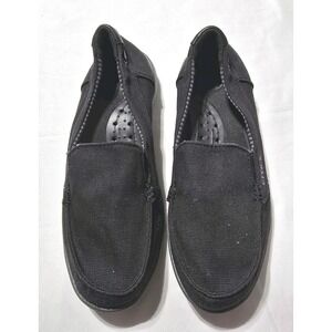 Crocs Women's Walu Canvas Loafer Flat Shoes Gray Low Top Slip‎ On Size 6